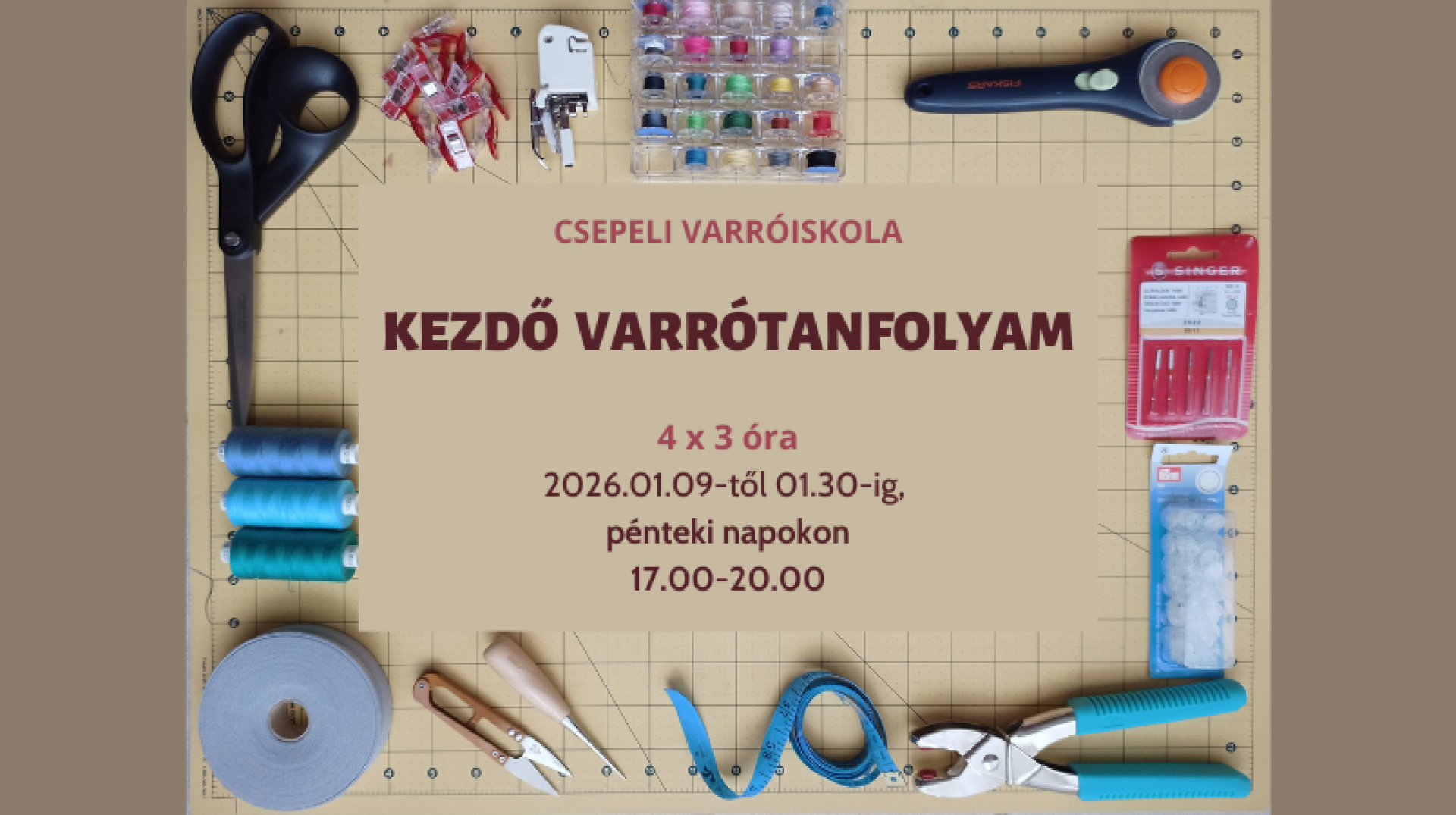 Kezdő Varrótanfolyam 2025 január / február
